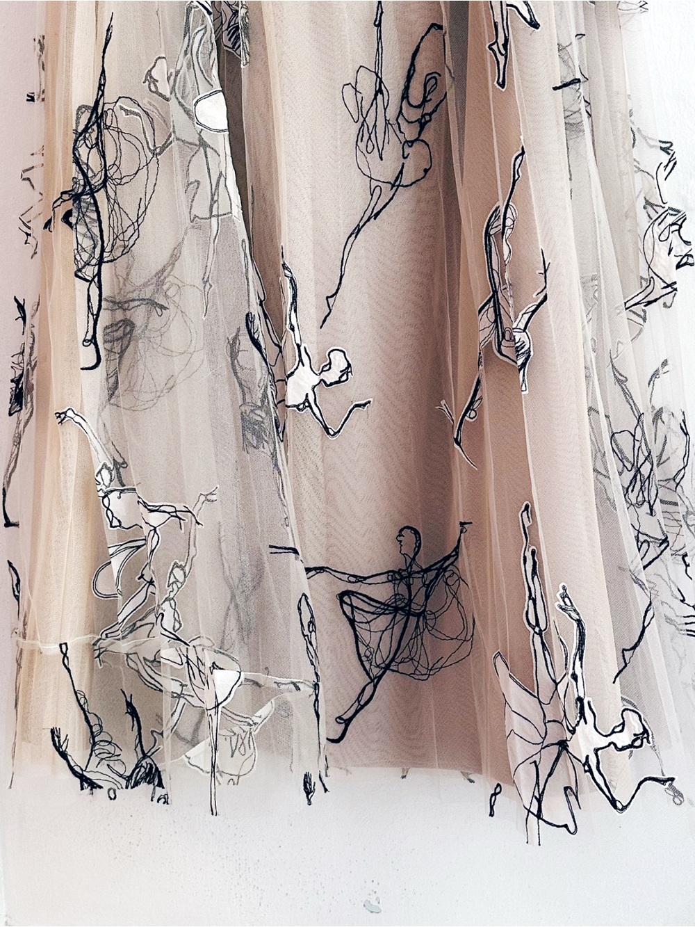 Anthropologie Beige Floral Tulle Maxi Skirt - Picture 8 of 13